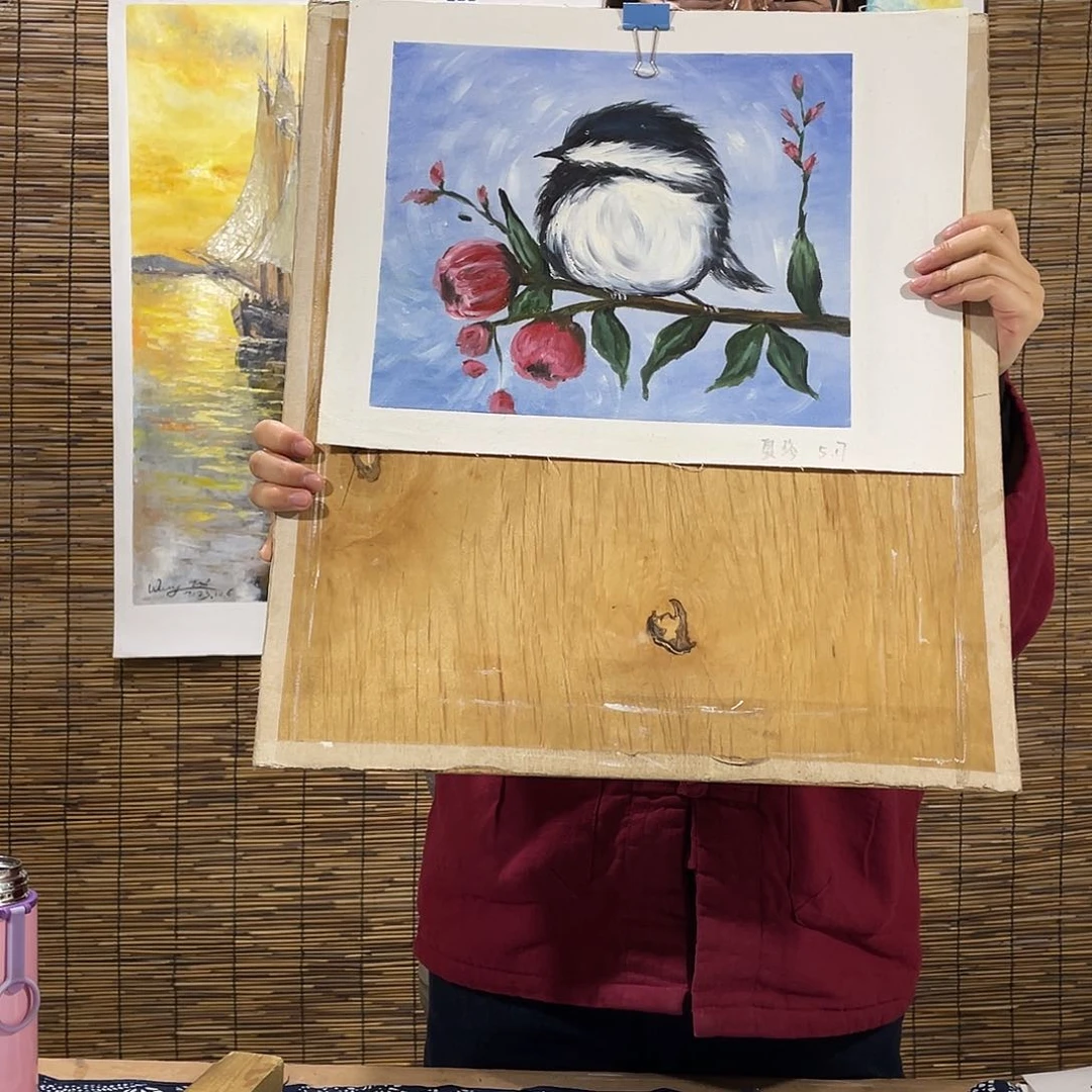 油画梓手绘油画大薇菜菜直播间