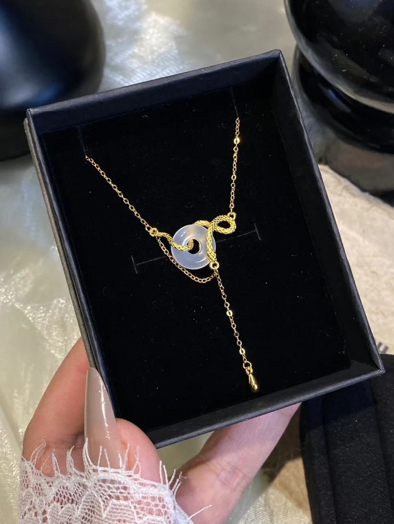 金蛇鎏光 天然玉髓S925银项链（福利款）