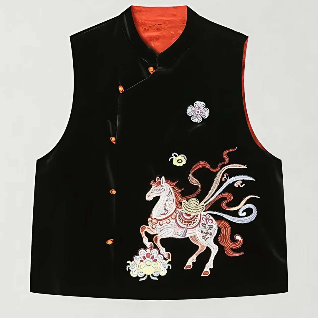 新款新中式重工刺绣斜门襟盘扣百搭国风马甲1886