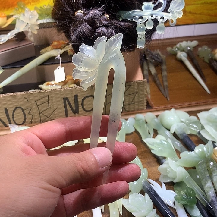 蛇纹石玉合金发饰