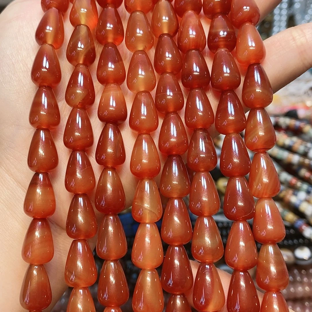 玛瑙/玉髓散珠10m m水滴玛瑙一条