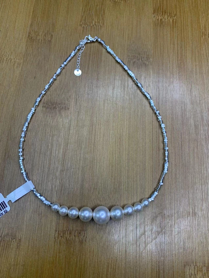 025 碎银珍珠吊坠项链  精品银色首饰 无礼盒