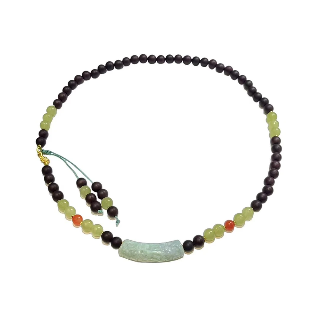 翡翠玉痕弯管项链E01-09赠礼盒(多样性发)