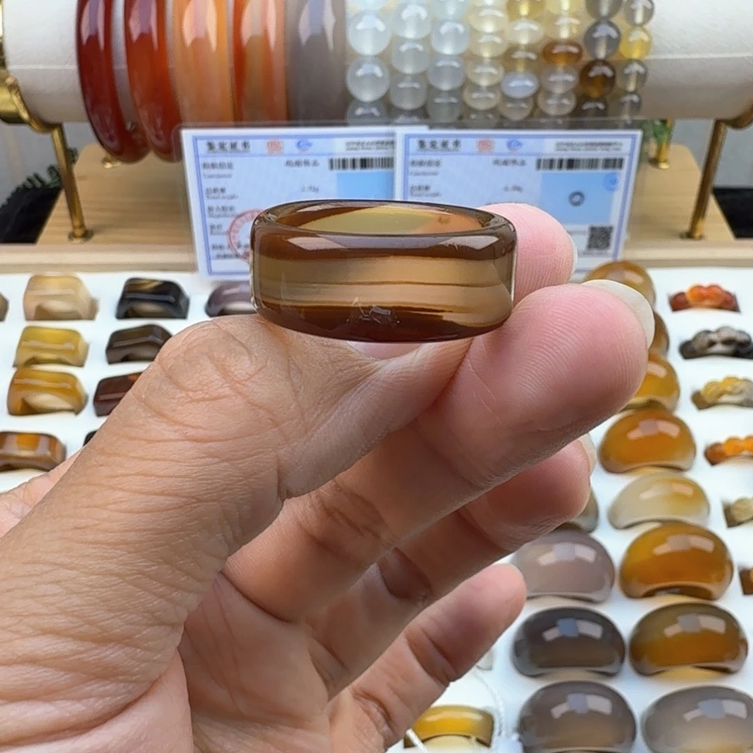 坨***室玛瑙/玉髓未镶嵌戒圈25圈