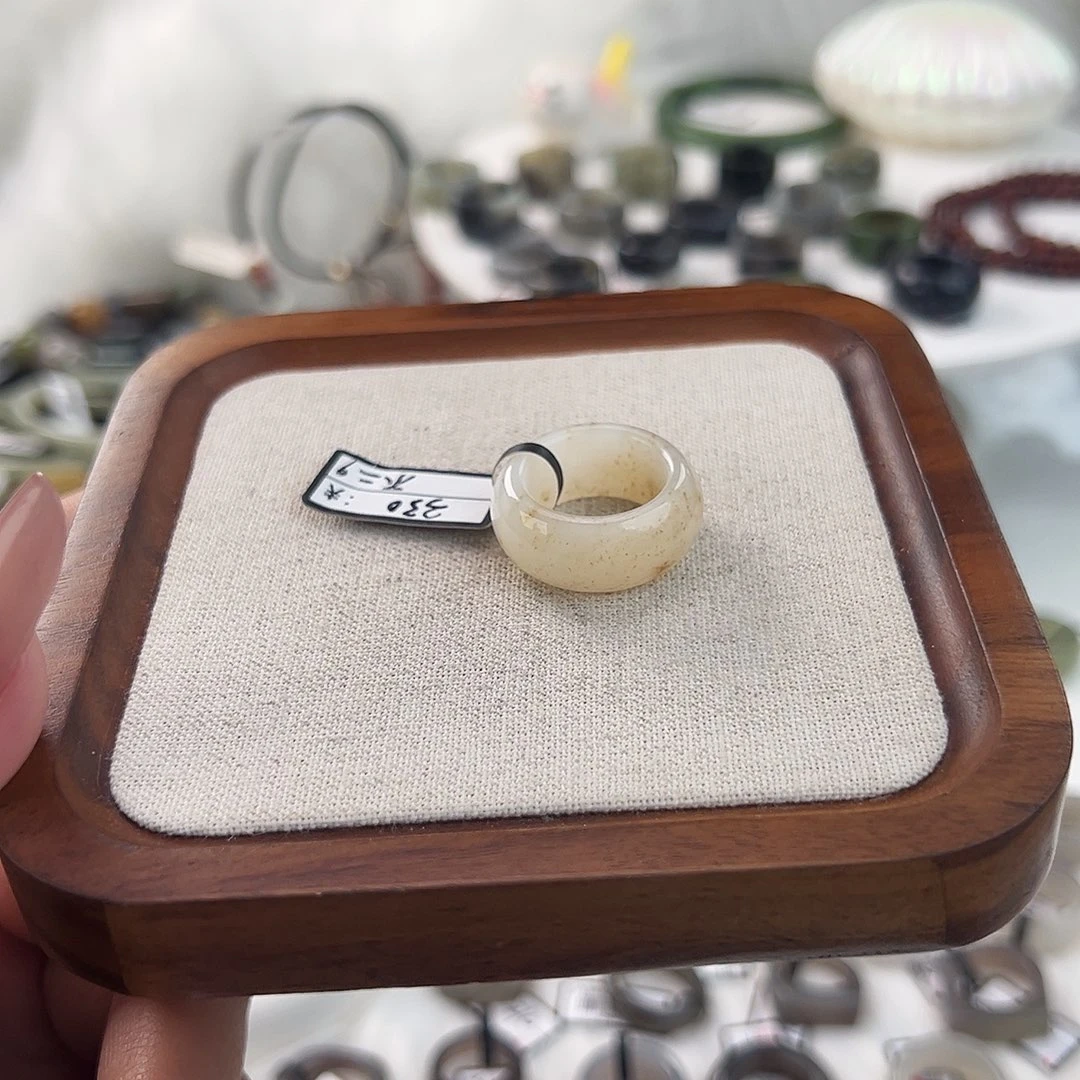 和田玉未镶嵌戒指N58桂花墩墩直径16.3不退换