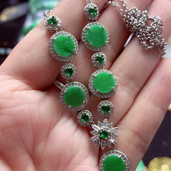 颈饰银S925镶嵌翡翠翡翠