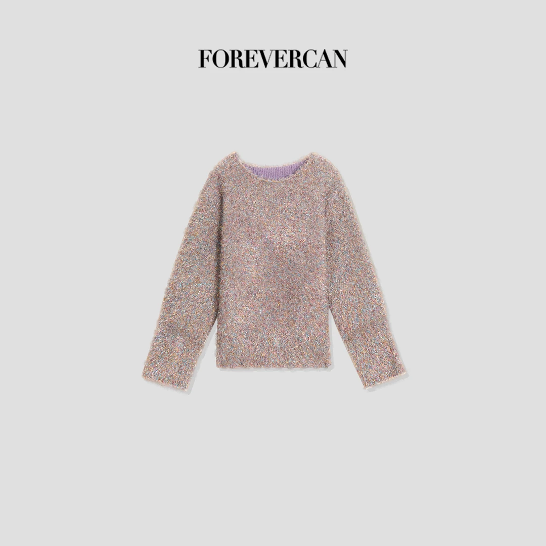 FOREVERCAN【2025紫定行】走秀款客订金银丝混纺厚织针织上衣MY3916