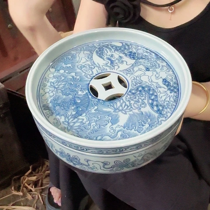 景德镇高温陶瓷鱼化龙茶盘