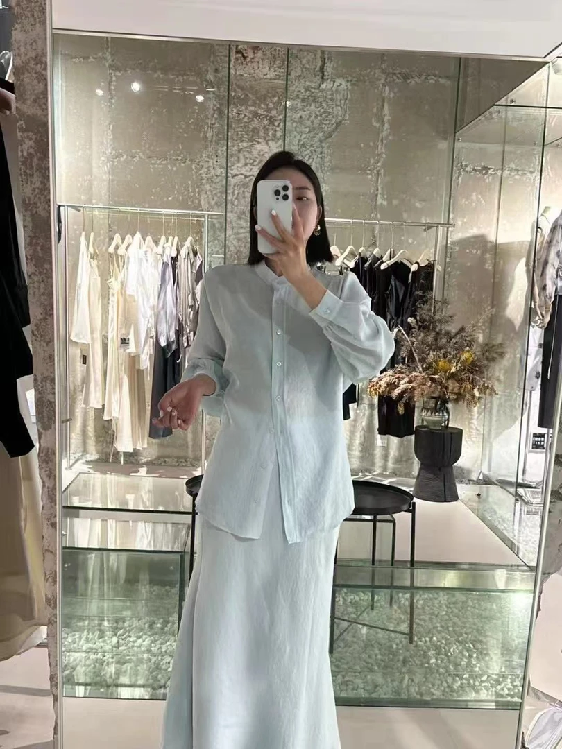 IN RED-福利 (ZZRE2153#) 绑带收腰的~含莱赛尔圆领衬衫 6-22