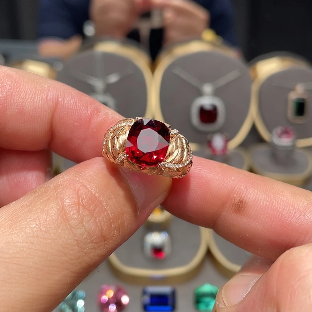 碧玺戒指18K金镶嵌4.08ct