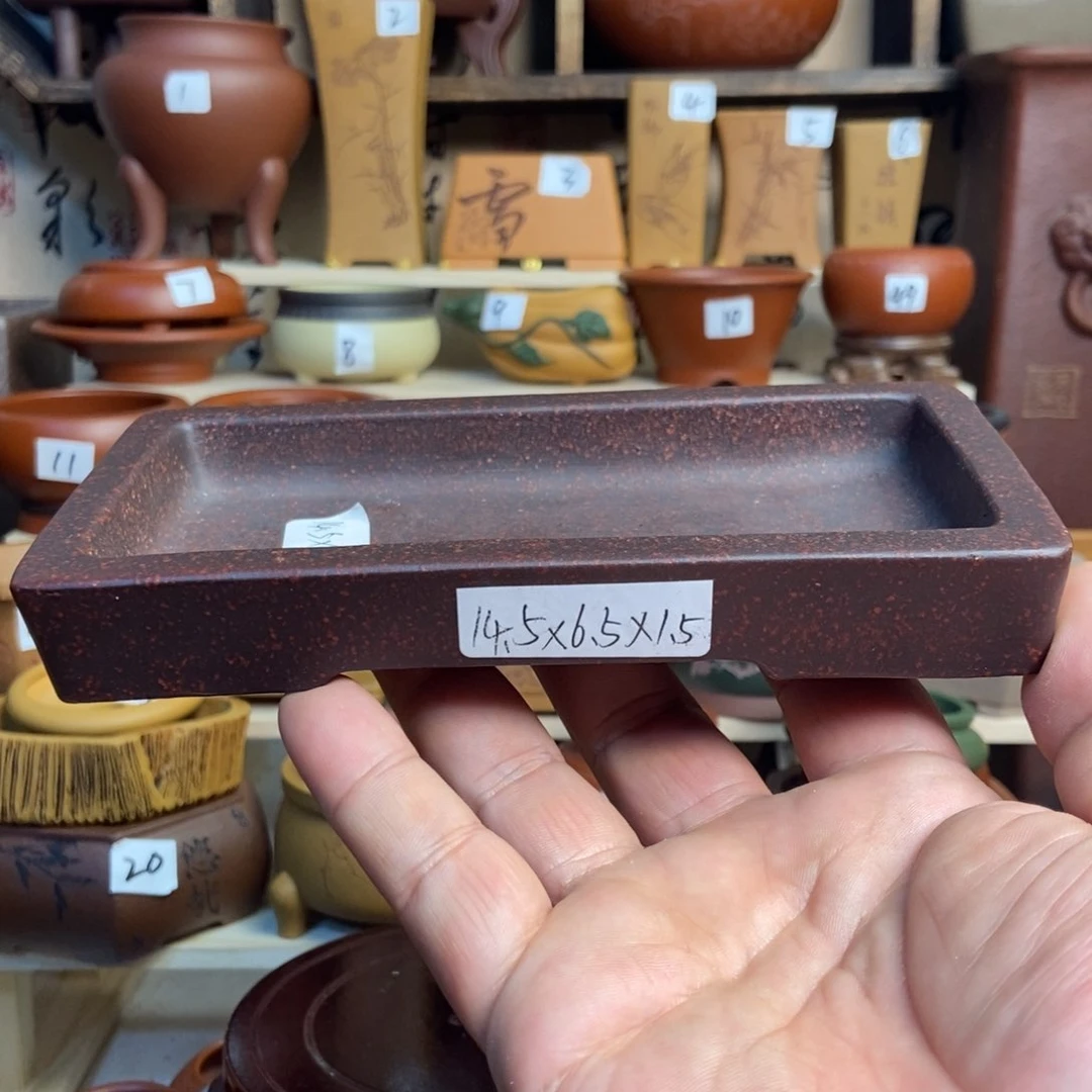 紫砂花盆孙伟，内口经尺寸14.5×6.5×1.5