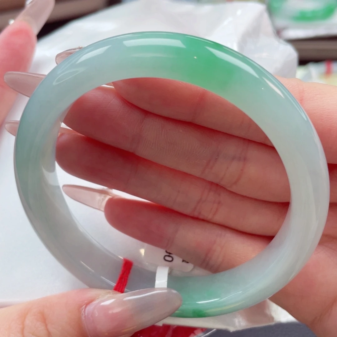 翡翠手镯未镶嵌59.9双耳挂翠 满堂富贵 寓意深长11