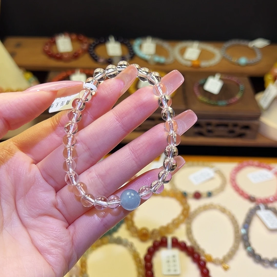 手串银S925镀金镶嵌水晶白2115