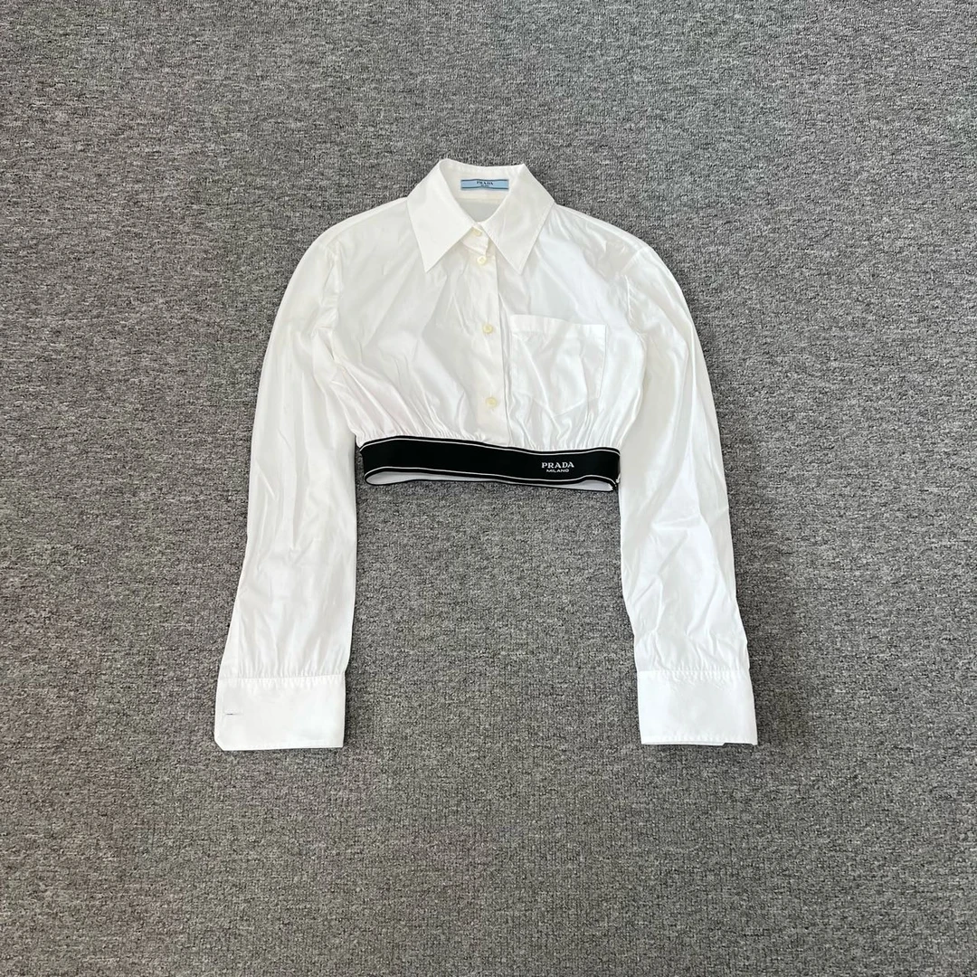 99新 Prada/普拉达 Prada 短款串标衬衫