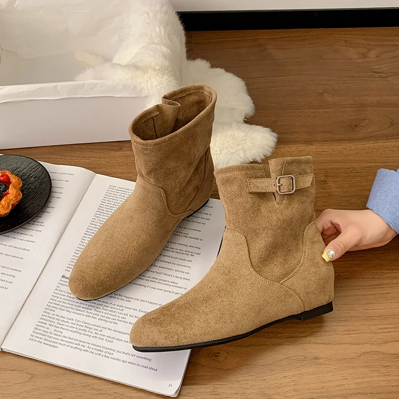 美拉德复古内增高短靴女款秋季爆款款套筒勃肯马丁靴外穿显瘦靴子