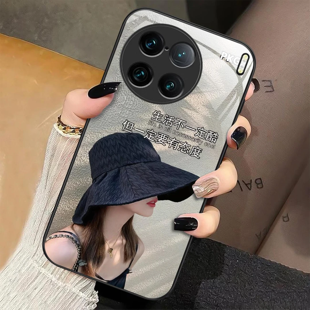 适用【vivo X90 Pro】生活态度液态玻璃手机壳 超薄防摔 优雅时尚