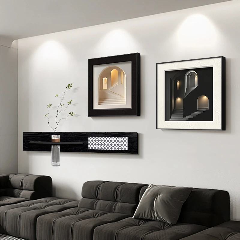 北欧风客厅装饰画组合挂画抽象几何壁画沙发背景墙高级感创意墙画