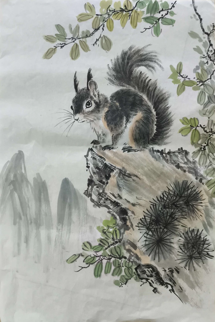 成品~灵尾探春图，47*68