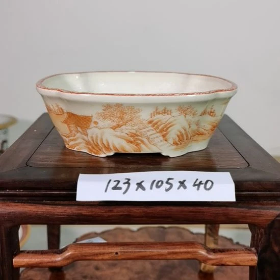 陶手工手绘大德堂釉盆