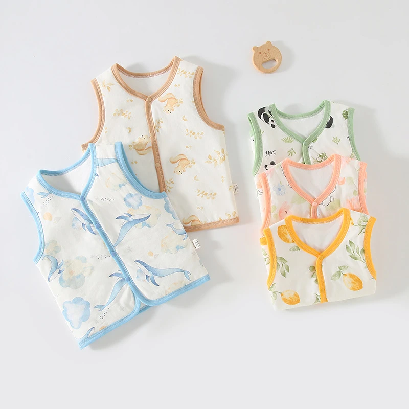 40克薄棉婴儿马甲夹棉小马甲春秋男女宝宝护肚背心保暖马夹外出穿
