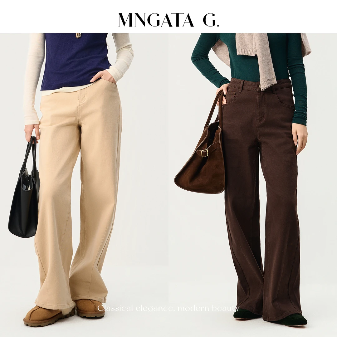 MNGATA G.宫小妍【魔术加绒牛仔】棉质新中式中国风牛仔裤5090154