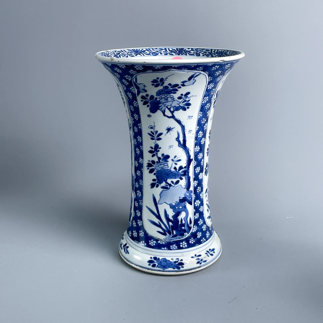 瓷器/古董清康熙青花开光花卉纹花孤M25D8003936古董/收藏/绣花张