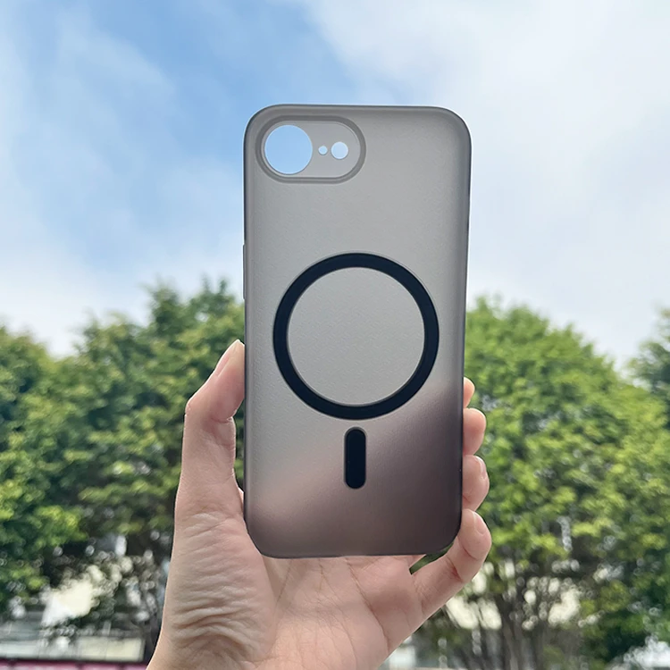 适用苹果16E手机壳轻薄暗纹加强磁力magsafe车载支架防摔保护软壳