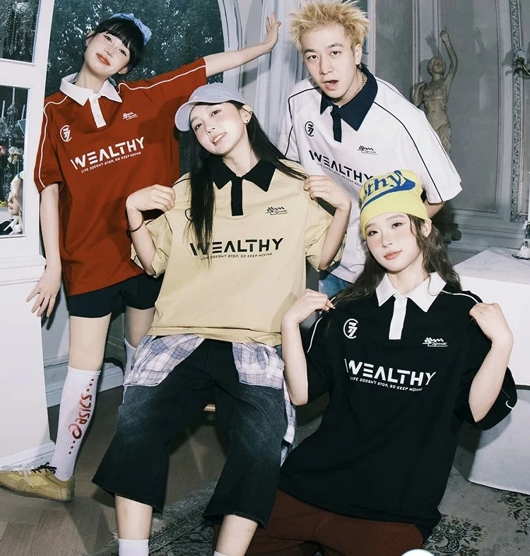 2025夏季重磅纯棉短袖POLO衫男女情侣运动翻领体恤衫-TT834