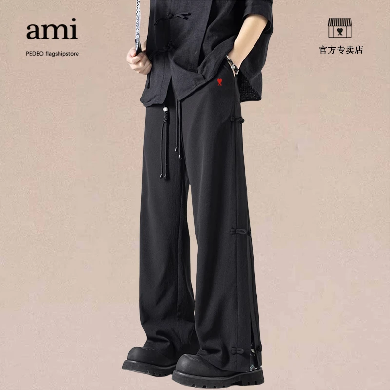 AMI PEDEO官方正品新中式亚麻棉麻裤子男士夏季薄款宽松休闲长裤