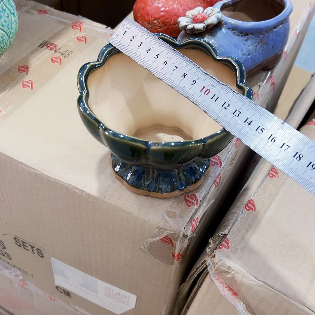 有孔，外贸尾单陶瓷花盆凑单10米包邮