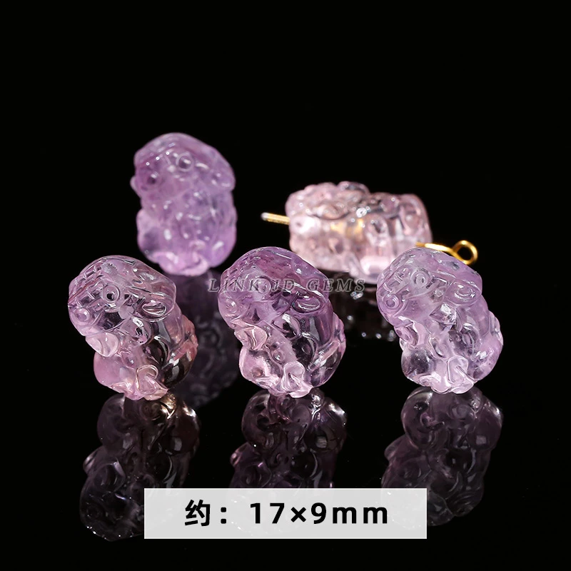 【配件】天然紫水晶弯头貔貅紫色吊坠
