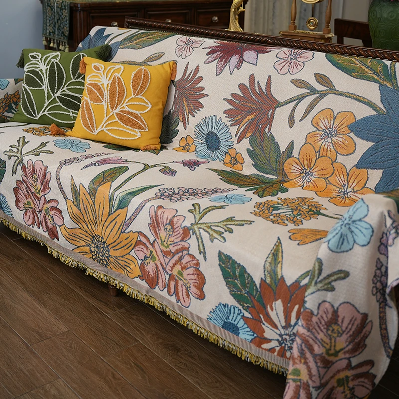 繁花似锦高织环保家居沙发毯盖毯