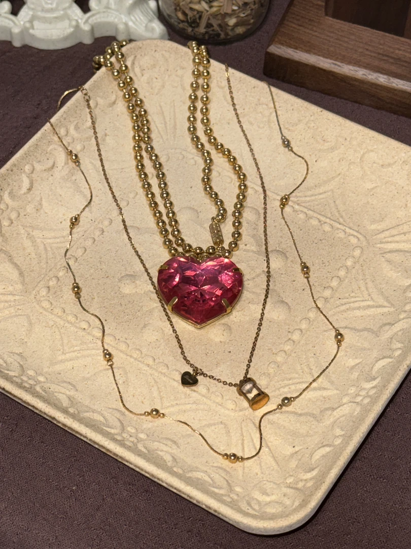 合金锆石项链 中古回流复古港风法式甜美经典百搭项链毛衣链时尚