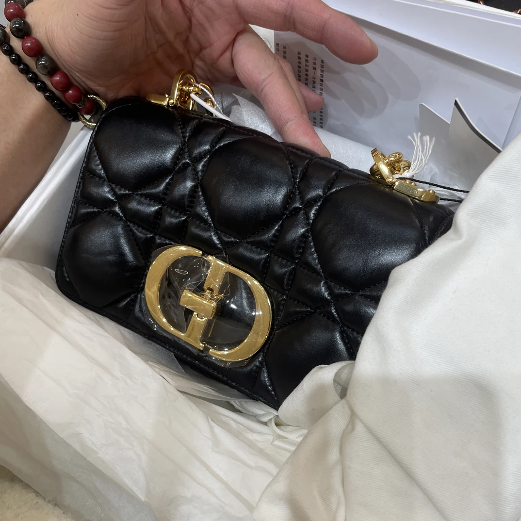 95新 DIOR/迪奥 夏七中古/迪奥caro黑金小号
