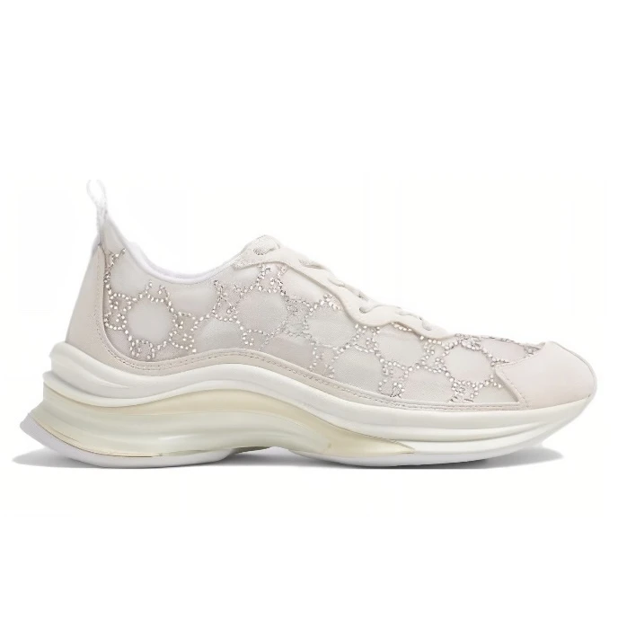 全新未使用 GUCCI/古驰 古驰Gucci 网布系带休闲鞋老爹鞋女款白色