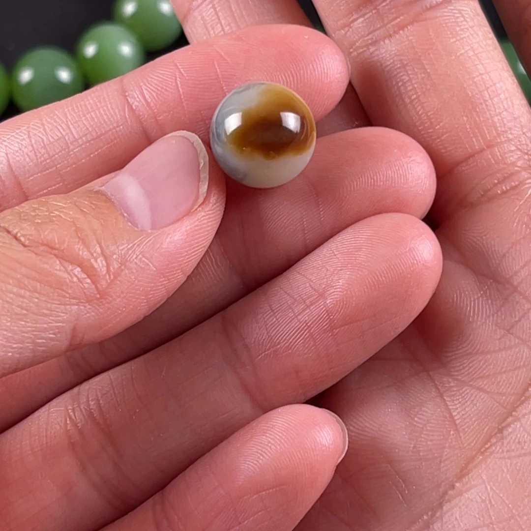 和田玉手串未镶嵌卡12楼兰单珠 高瓷白火焰糖