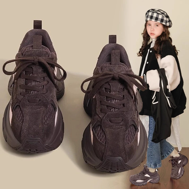 女童运动鞋2025秋冬季新款儿童软底轻便老爹鞋二棉中大童跑步鞋子