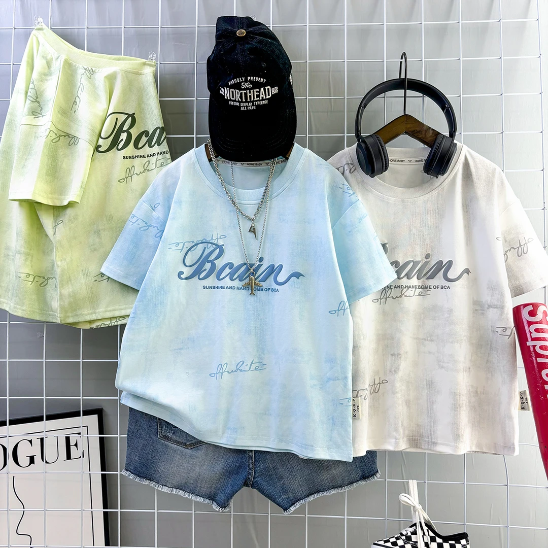 2025个性印花ins潮童T恤夏季百搭宽松上衣