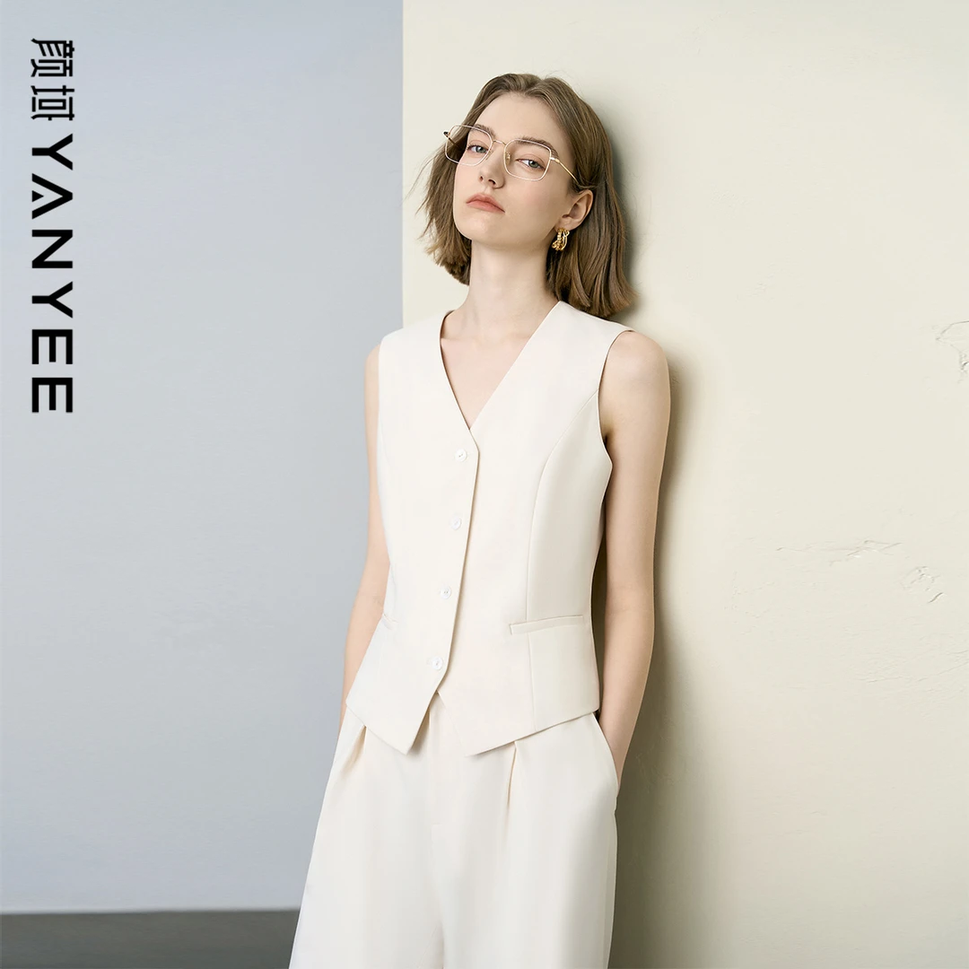 颜域白色无袖马甲女夏装2025新款高级感女士短款背心