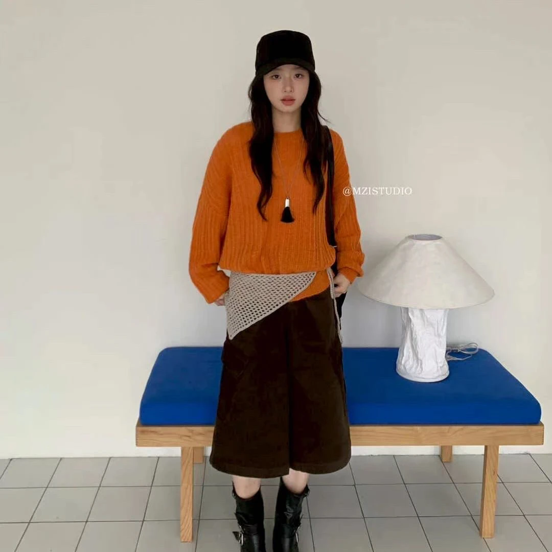 【琥珀流光】纯色常规款女百搭冬季针织毛针织衫时尚常规慵懒风