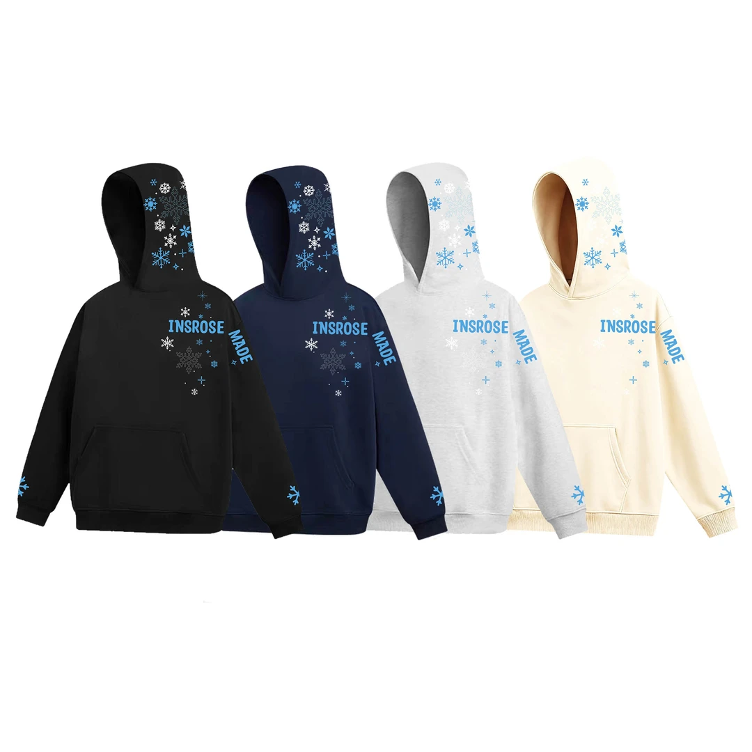 YONGYI美式雪花刺绣重磅连帽卫衣拼接撞色雪花字母男女情侣加绒