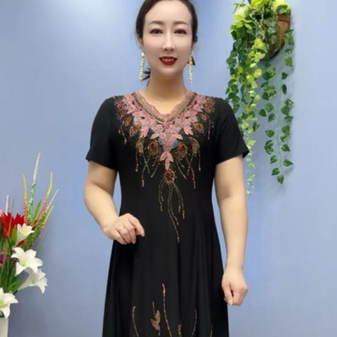 6212款气质重工烫钻时尚女士连衣裙