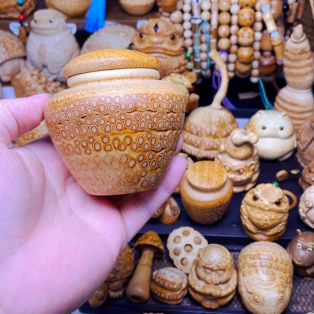 竹竹根雕茶仓把玩件
