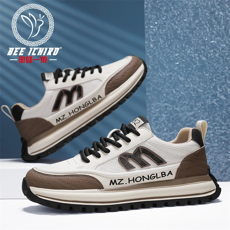 男鞋车缝线轻便系带男透气百搭潮鞋薄款小白鞋男士跑步鞋潮流鞋子