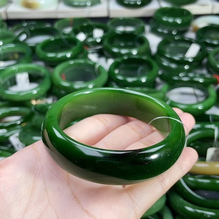 和田玉（碧玉）手镯未镶嵌简**心