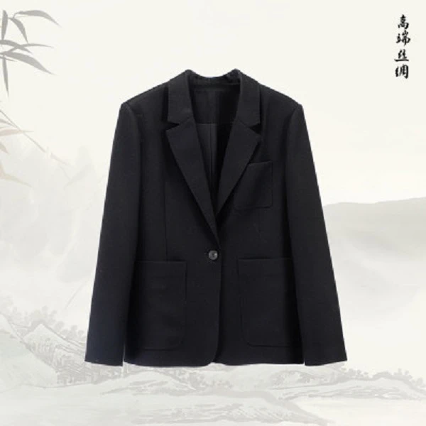 新款羊毛干练气质一粒扣复古时尚长袖西装外套539688