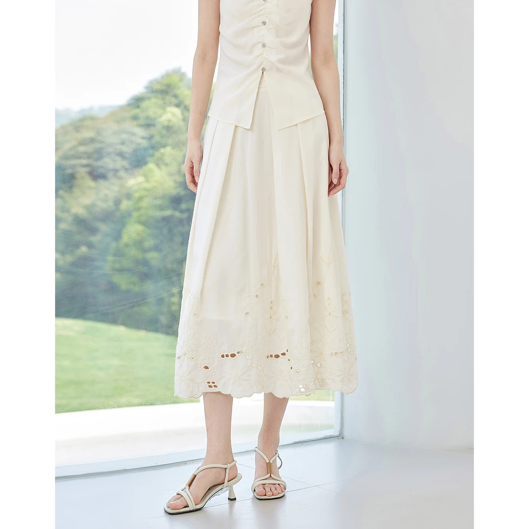 【备用链接】朗文斯汀气质设计感下摆花边半身裙DTMQ5204C12753