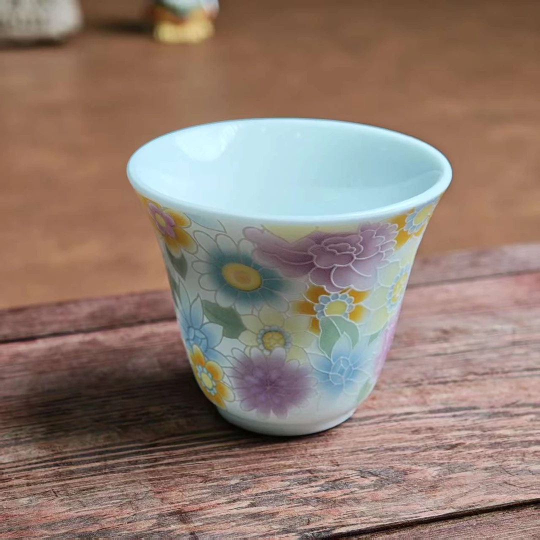 羊脂玉-【百花齐放-拉丝万花】小客杯-5676