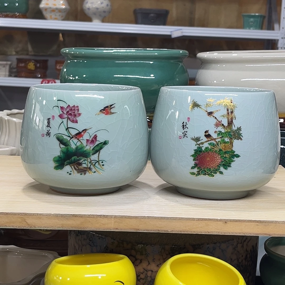 陶瓷绿植多肉微瑕花盆口径12*12无孔