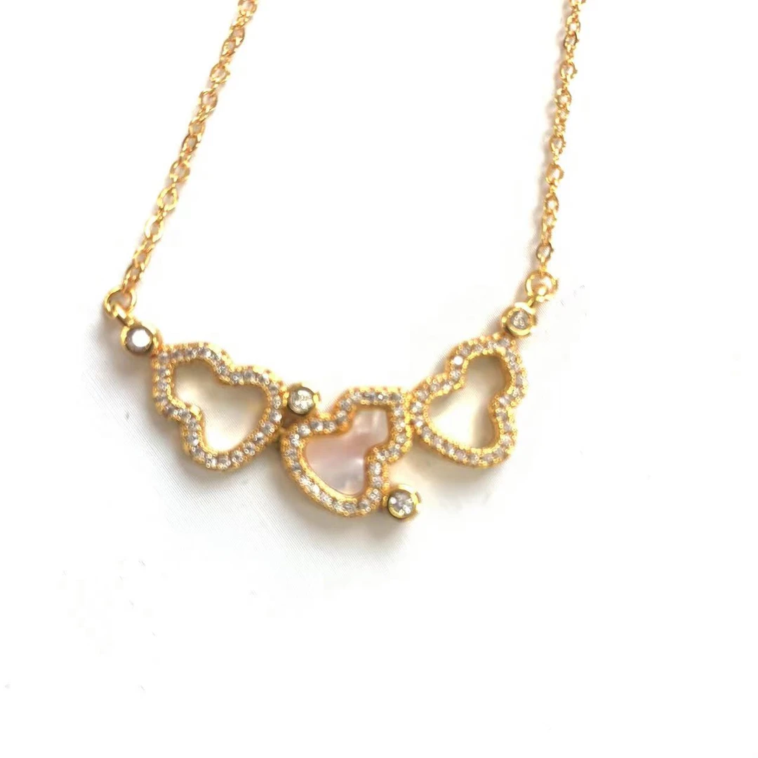 铜合金项链 白贝镂空三葫芦项链FL1667